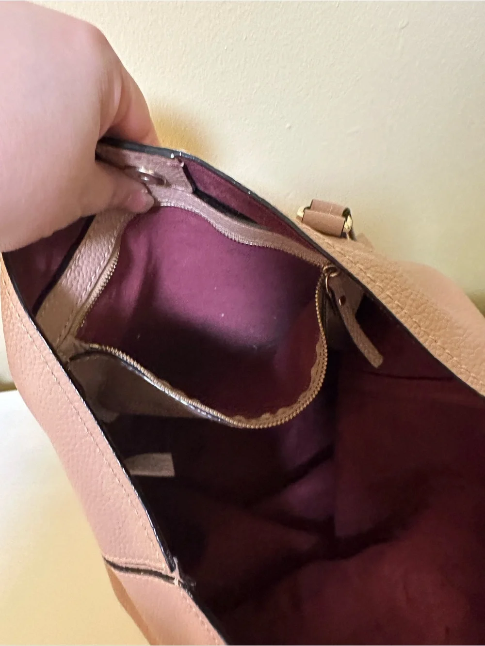 kate spade Pebbled Leather Tote in Dusty Pink